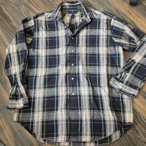 Ralph Lauren Big Shirt Men's L Plaid Button Down Long Sleeve Cotton Casual
